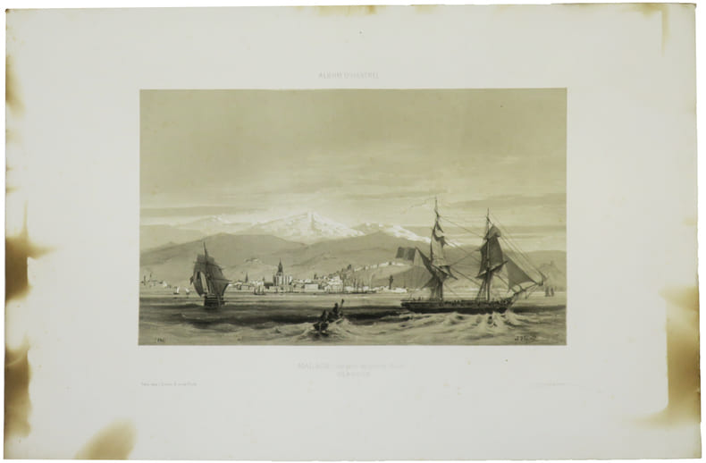  [MALAGA] Album d'Hastrel. Malaga (vue prise en grande rade). Espagne.. HASTREL (Adolphe d').