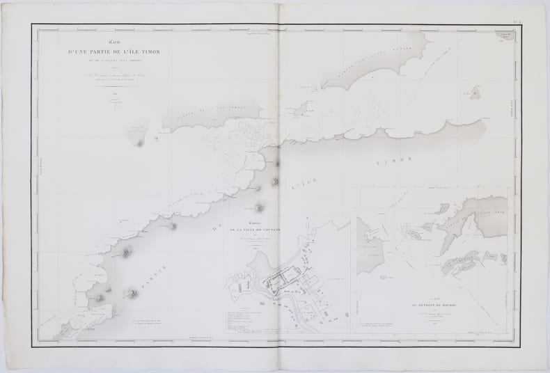  [INDON&Eacute;SIE/&Icirc;LE de TIMOR] Carte d'une partie de l'&icirc;le Timor et de quelques &icirc;les voisines.. FREYCINET (Louis-Claude Desaulses de) & DUPERREY ...