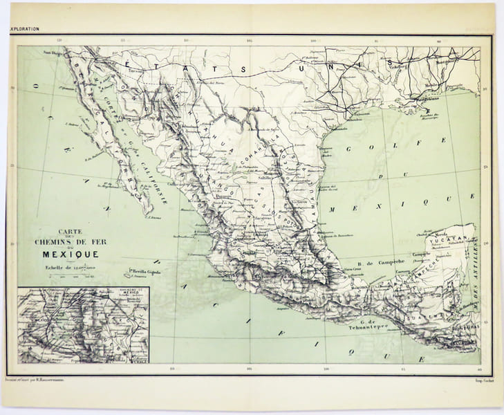  [MEXIQUE/CHEMINS de FER] Carte des chemins de fer du Mexique. . HAUSERMANN (R&eacute;mi).