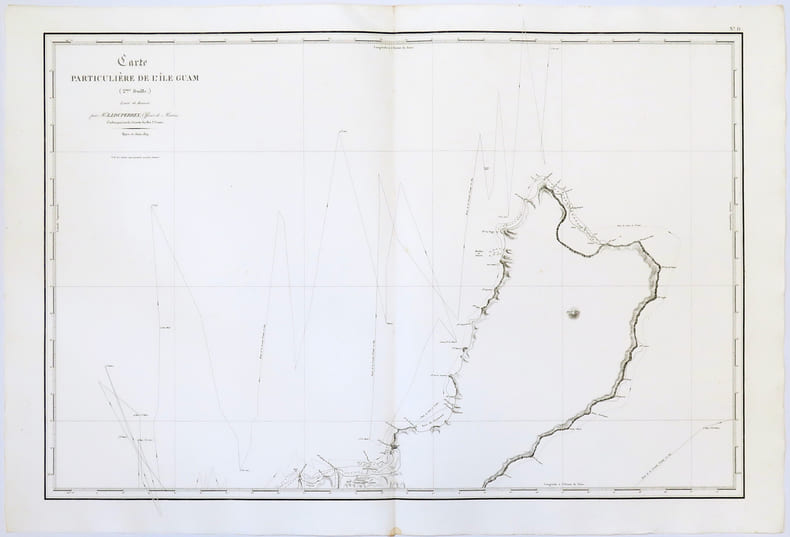  [GUAM] Carte particuli&egrave;re de l'&icirc;le Guam (1&egrave;re feuille) - Carte particuli&egrave;re de l'&icirc;le Guam (2me feuille).. FREYCINET (Louis-Claude Desaulses de) & ...