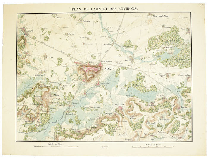Plan de Laon et des environs.. LAON. MANUSCRIT.