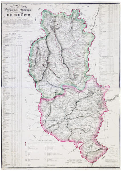 [RH&Ocirc;NE] Nouvelle carte topographique et statistique du d&eacute;partement du Rh&ocirc;ne r&eacute;duite d'apr&egrave;s la grande carte de Cassini.. NOELLAT (Jean-Baptiste).