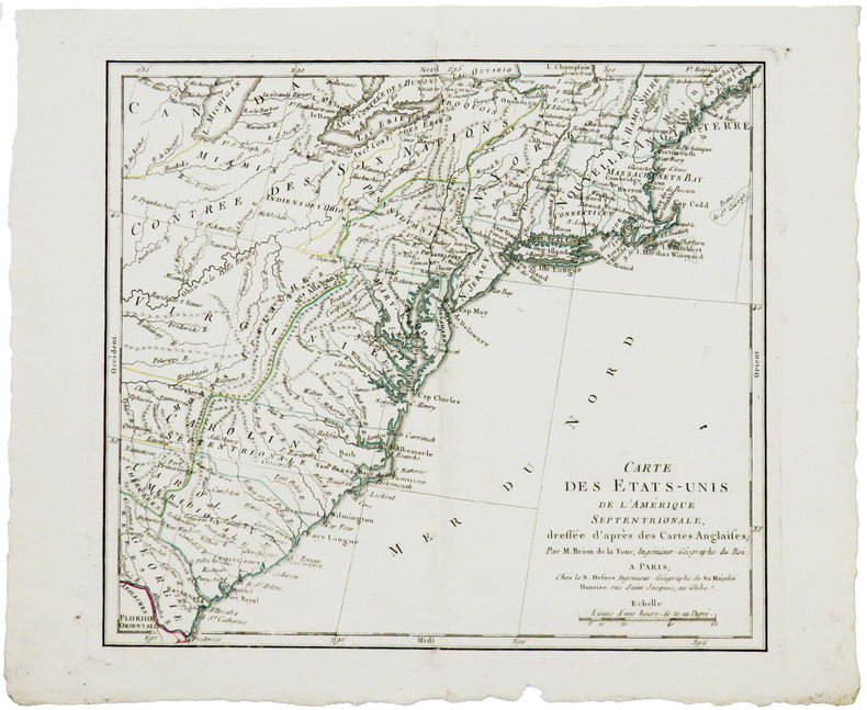  Carte des États-Unis de l'Amérique septentrionale, dressée d'après les cartes anglaises.. BRION de la TOUR (Louis).