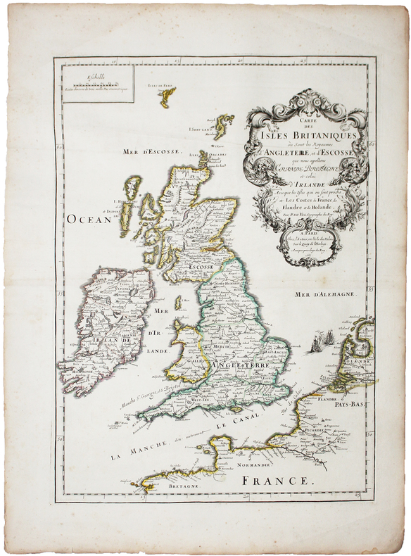  Carte des Isles Britaniques où sont les Royaumes d'Angleterre, et d'Escosse, que nous appellons Grande Bretagne et celui d'Irlande avecque les isles ...