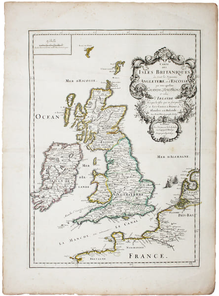  Carte des Isles Britaniques o&ugrave; sont les Royaumes d'Angleterre, et d'Escosse, que nous appellons Grande Bretagne et celui d'Irlande avecque les isles ...