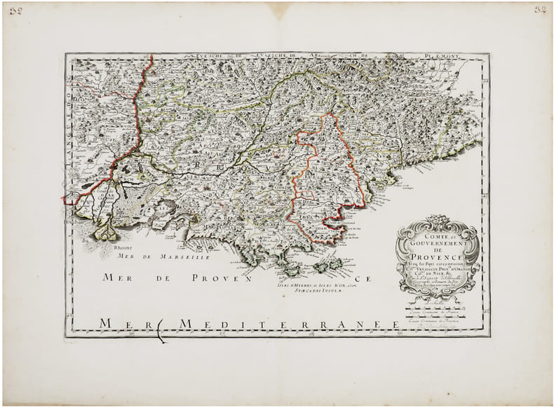  [PROVENCE] Comt&eacute;, et gouvernement de Provence. Aveq les pays circonvoisins Co.tat Venaiscin, Prin.t&eacute; d'Orange, .Co.tat de Nice, &c.. SANSON ...