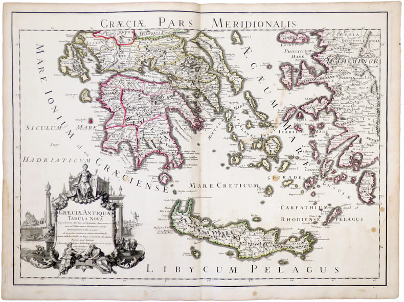 Gr&aelig;ci&aelig; antiqu&aelig; tabula nova. Gr&aelig;ci&aelig; pars meridionalis.. L'ISLE (Guillaume de).