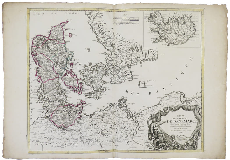  [DANEMARK] Carte du royaume de Danemarck divis&eacute; en ses diff&eacute;rents &eacute;tats.. DELAFOSSE (Jean-Baptiste).