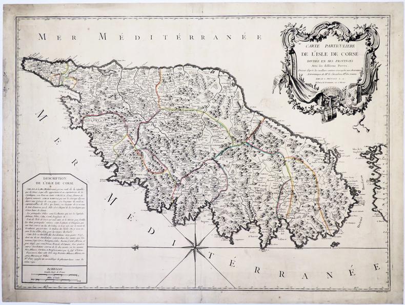  [CORSE] Carte particulière de l'isle de Corse divisée en ses provinces avec ses différens pieves.. PRUVOST.