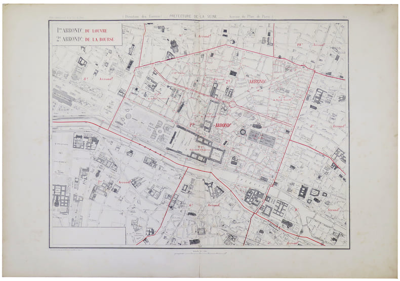  [PARIS 1er et 2&egrave;me arrondissements] 1.er arrond.t du Louvre - 2.e arrond.t de la Bourse.. ALPHAND (Jean-Charles Adolphe).