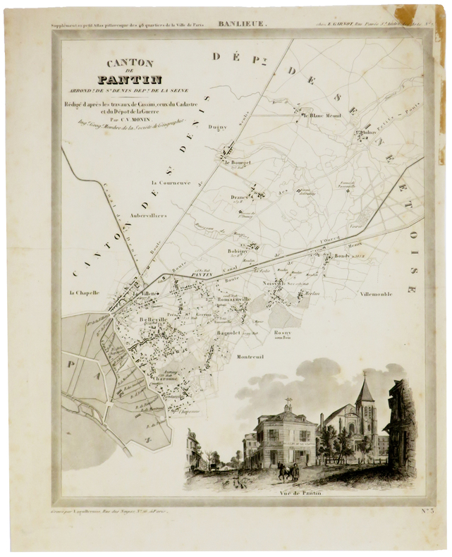  [PANTIN] Canton de Pantin, arrond.t de St Denis, dép.t de la Seine.. PERROT (Aristide-Michel) & MONIN (Charles V.).