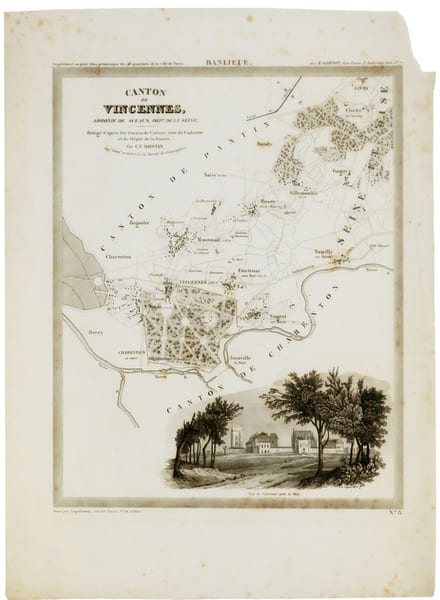  [VINCENNES] Canton de Vincennes, arrond.t de Sceaux, d&eacute;p.t de la Seine.. PERROT (Aristide-Michel) & MONIN (Charles V.).