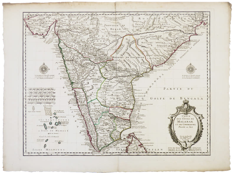 Carte des c&ocirc;tes de Malabar et de Coromandel.. L'ISLE (Guillaume de).