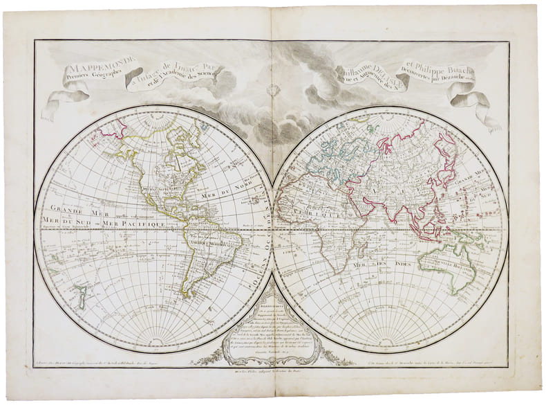  Mappemonde &agrave; l'usage de l'instruction.. L'ISLE (Guillaume de).