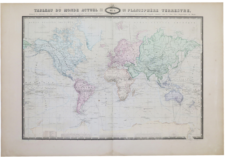  Tableau du monde actuel ou planisphère terrestre.. GARNIER (F.A.).