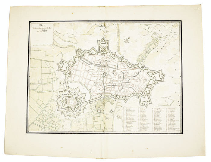  Plan de la ville et citadelle de l’Isle.. LILLE. MANUSCRIT.