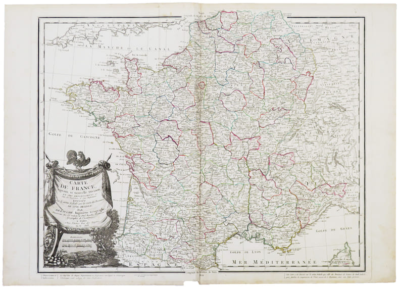  Carte de France suivant sa nouvelle division en CVIII d&eacute;partements, avec les pr&eacute;fectures et sous-pr&eacute;fectures.. DEZAUCHE (Jean-Claude).