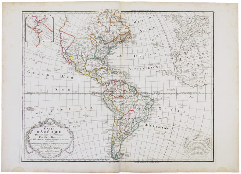  Carte d'Am&eacute;rique dress&eacute;e pour l'instruction.. L'ISLE (Guillaume de).