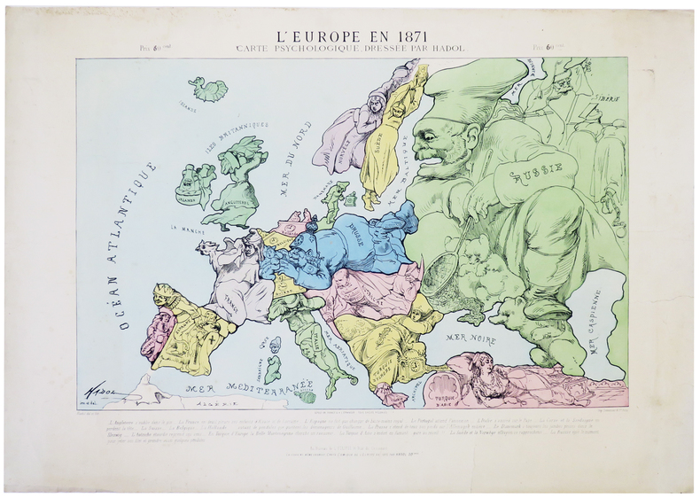 L'Europe en 1871. Carte psychologique, dressée par Hadol.. HADOL (Paul).