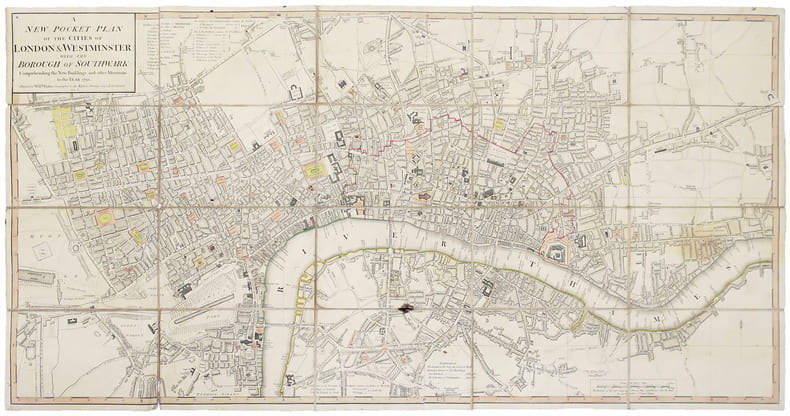 [LONDRES] A new pocket plan of the cities of London & Westminster; with the borough of Southwark: comprehending the new buildings and other ...