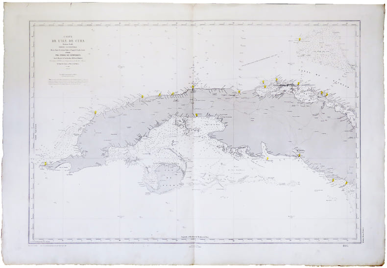  [CUBA] Carte de l'&icirc;le de Cuba. Deuxi&egrave;me feuille. Partie occidentale.. D&Eacute;P&Ocirc;T des CARTES et PLANS de la MARINE.