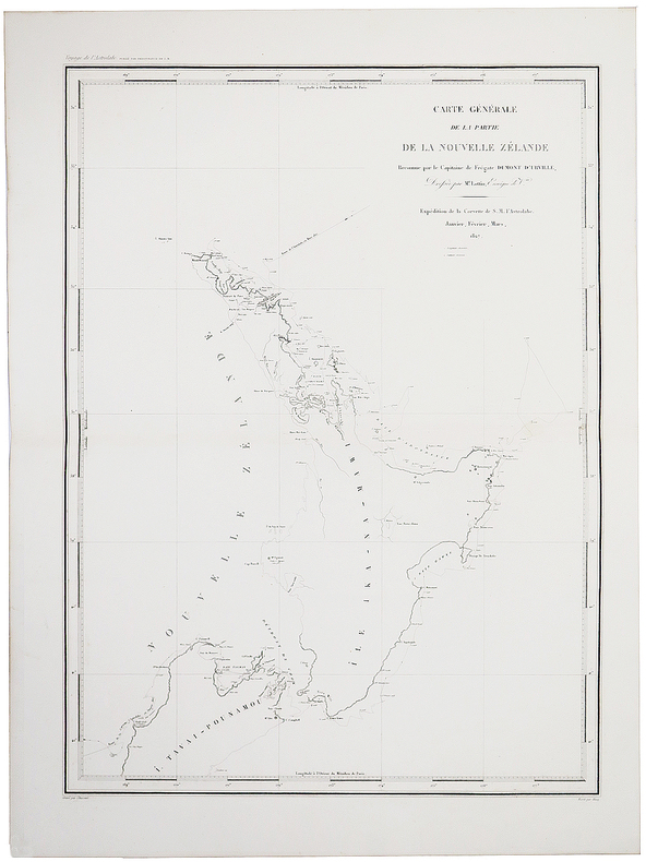 [NOUVELLE-ZÉLANDE] Carte générale de la partie de la Nouvelle Zélande reconnue par le Capitaine de Frégate Dumont d'Urville, dressée par M.r Lottin, ...