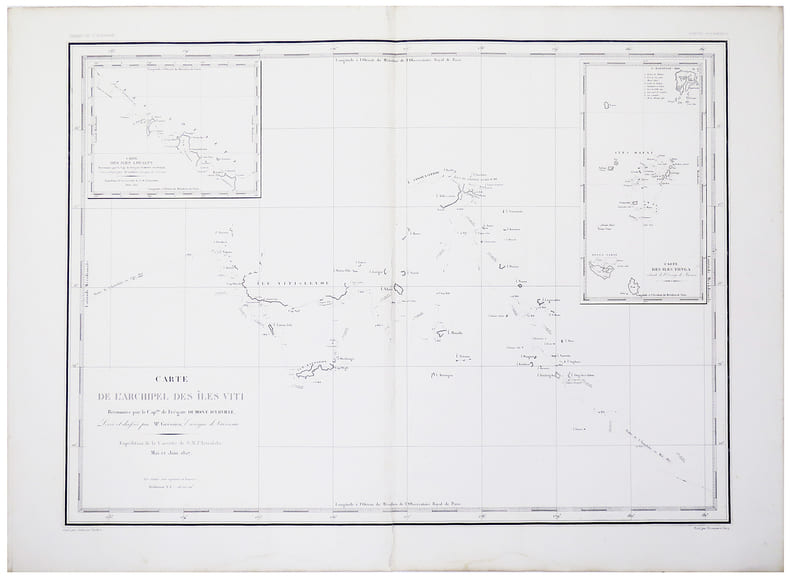  [&Icirc;LES FIDJI] Carte de l'archipel des &Icirc;les Viti reconnues par le Cap.ne de fr&eacute;gate Dumont d'Urville.. DUMONT D'URVILLE (Jules-S&eacute;bastien-C&eacute;sar).