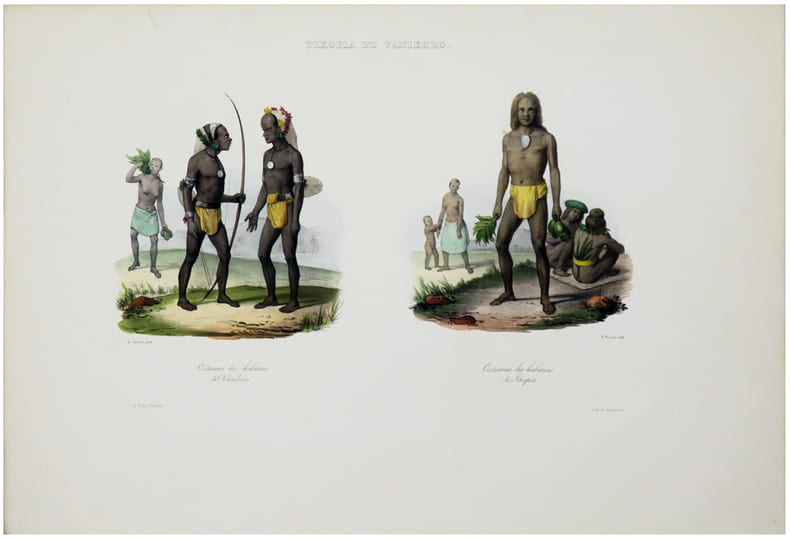  [&Icirc;LES SALOMON] Tikopia et Vanikoro. Costumes des habitans de Vanikoro - Costumes des habitans de Tikopia.. DUMONT D'URVILLE (Jules-S&eacute;bastien-C&eacute;sar).