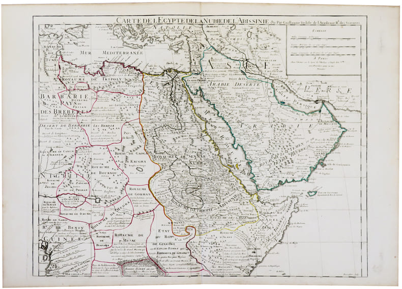 [AFRIQUE/ARABIE] Carte de l'&Eacute;gypte de la Nubie de l'Abissinie.. L'ISLE (Guillaume de).