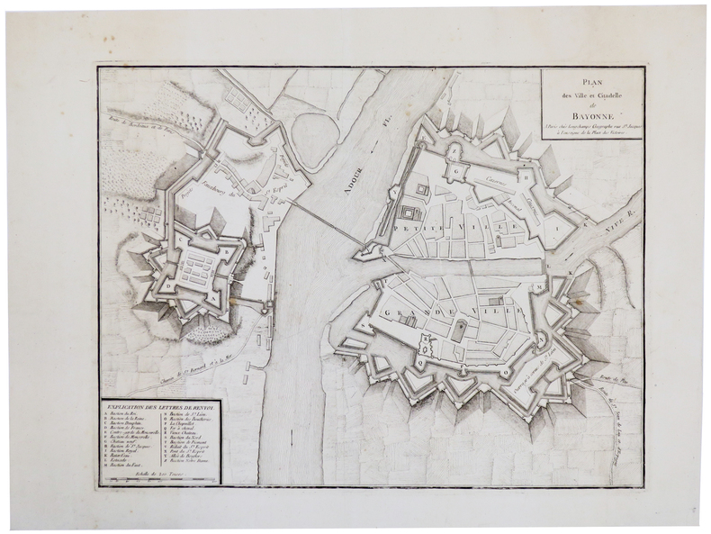  [BAYONNE] Plan des ville et citadelle de Bayonne.. LONGCHAMPS (Sébastian G.).