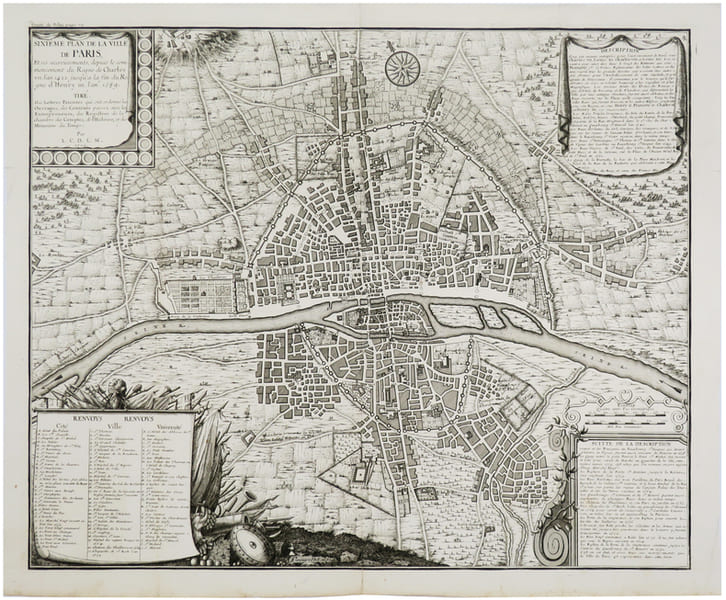  Sixi&egrave;me Plan de la ville de Paris et ses accroissements, depuis le commencement du r&egrave;gne de Charles VII l'an 1422 jusqu'&agrave; la fin du r&egrave;gne d'Henry III ...