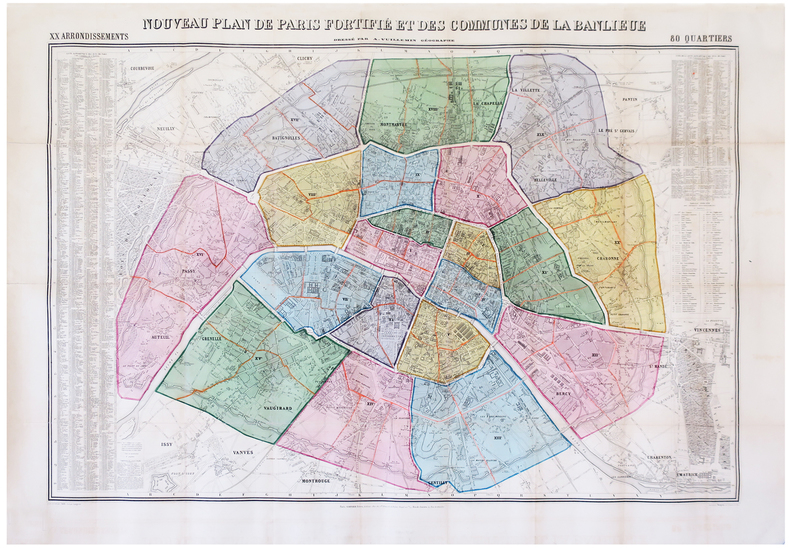  Nouveau plan de Paris fortifié et des communes de la banlieue.. VUILLEMIN (Alexandre).
