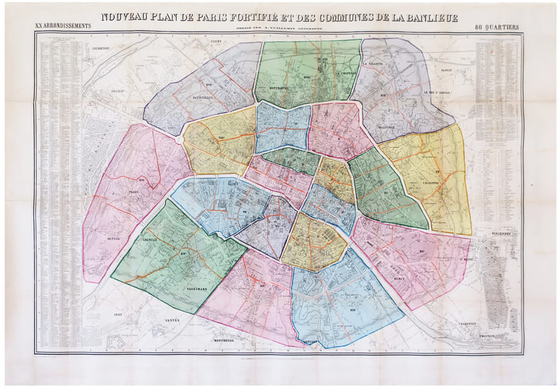  Nouveau plan de Paris fortifi&eacute; et des communes de la banlieue.. VUILLEMIN (Alexandre).
