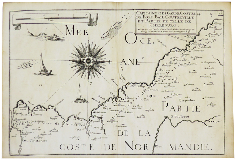  [NORMANDIE] Capitaineries garde costes de Port Bail Coutenville et partie de celle de Cherbourg. . FER (Nicolas de).