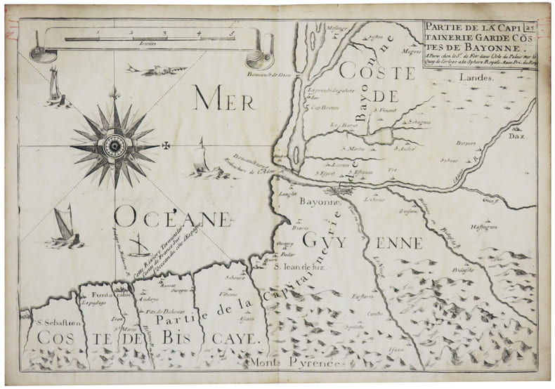  [BAYONNE] Partie de la capitainerie garde costes de Bayonne. . FER (Nicolas de).