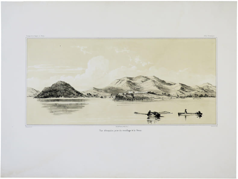  [MEXIQUE] Vue d'Acapulco, prise du mouillage de la V&eacute;nus.. DU PETIT-THOUARS (Louis-Marie Aubert).