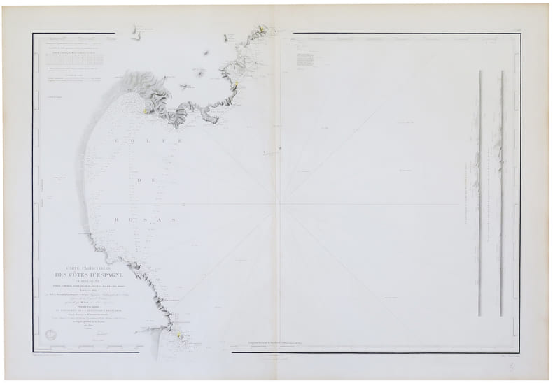  [CATALOGNE] Carte particuli&egrave;re des c&ocirc;tes d'Espagne (Catalogne). Partie comprise entre le Cap de Creux et les &icirc;les des M&egrave;des.. D&Eacute;P&Ocirc;T-G&Eacute;N&Eacute;RAL DE LA ...