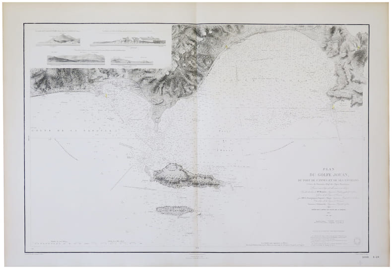  [CANNES/GOLFE JUAN] Plan du Golfe Jouan, du port de Cannes et de ses environs (C&ocirc;tes de Provence, D&eacute;p.t des Alpes Maritimes).. D&Eacute;P&Ocirc;T des CARTES et ...