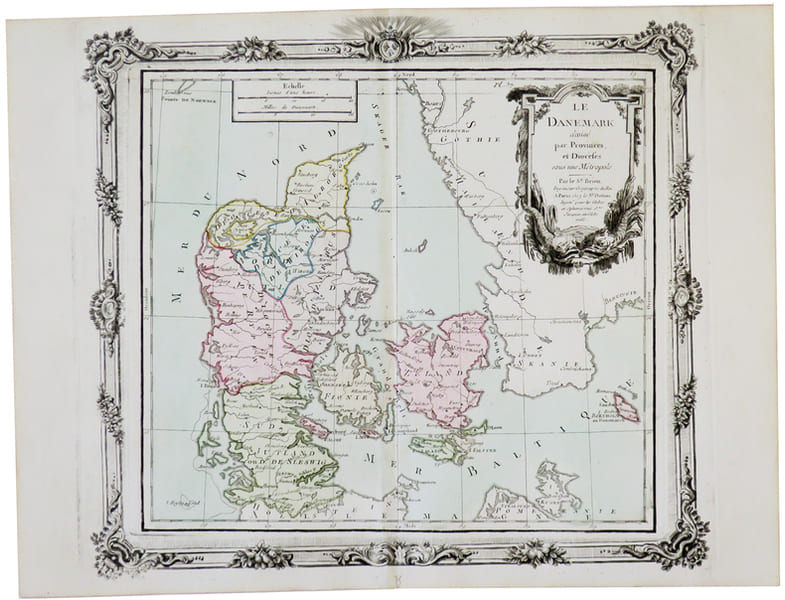  Le Danemark divis&eacute; par provinces et dioc&egrave;ses.. BRION de la TOUR (Louis).
