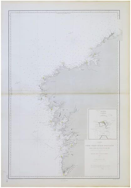  [GALICE/ASTURIES] Carte de la c&ocirc;te nord-ouest d'Espagne entre la pointe de la Estaca et le Rio Mi&ntilde;o.. D&Eacute;P&Ocirc;T des CARTES et PLANS de la MARINE.