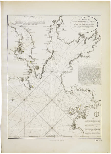  [LA COROGNE] Plan des havres de Ferrol, Betanze et La Corogne.. D&Eacute;P&Ocirc;T G&Eacute;N&Eacute;RAL des CARTES PLANS et JOURNAUX de la MARINE et des COLONIES.