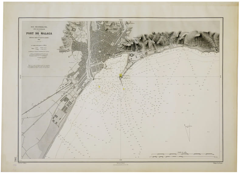  [MALAGA] Port de Malaga.. D&Eacute;P&Ocirc;T des CARTES et PLANS de la MARINE.