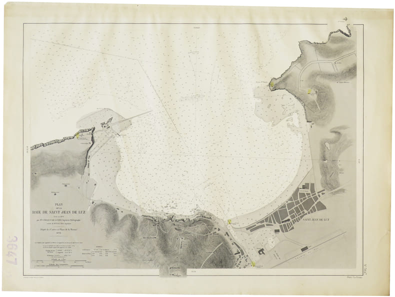  [PAYS BASQUE/SAINT-JEAN-de-LUZ] Plan de la baie de Saint Jean de Luz.. D&Eacute;P&Ocirc;T des CARTES et PLANS de la MARINE.