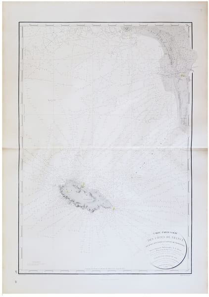  [&Icirc;LE d'YEU] Carte particuli&egrave;re des c&ocirc;tes de France (&Icirc;le d'Yeu, Pont d'Yeu et Goulet de Fromantine).. D&Eacute;P&Ocirc;T-G&Eacute;N&Eacute;RAL DE LA MARINE & BEAUTEMPS-BEAUPR&Eacute; ...