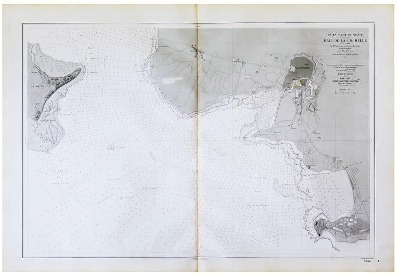  [LA ROCHELLE] Baie de La Rochelle.. D&Eacute;P&Ocirc;T des CARTES et PLANS de la MARINE.