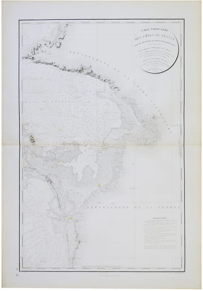  [&Icirc;LE de NOIRMOUTIER] Carte particuli&egrave;re des c&ocirc;tes de France (Baie de Bourgneuf et Goulet de Fromantine).. D&Eacute;P&Ocirc;T-G&Eacute;N&Eacute;RAL DE LA MARINE & ...