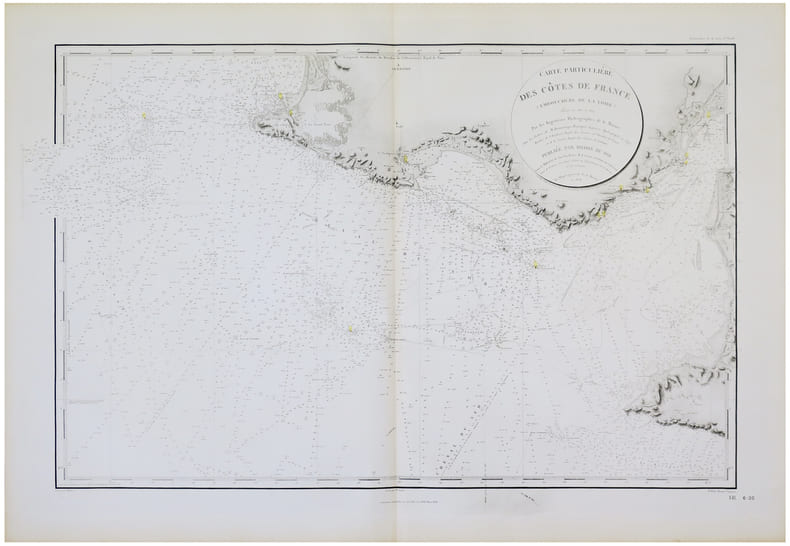  [LE CROISIC]. Carte particuli&egrave;re des c&ocirc;tes de France (Embouchure de la Loire).. D&Eacute;P&Ocirc;T-G&Eacute;N&Eacute;RAL DE LA MARINE & BEAUTEMPS-BEAUPR&Eacute; (Charles-Fran&ccedil;ois).