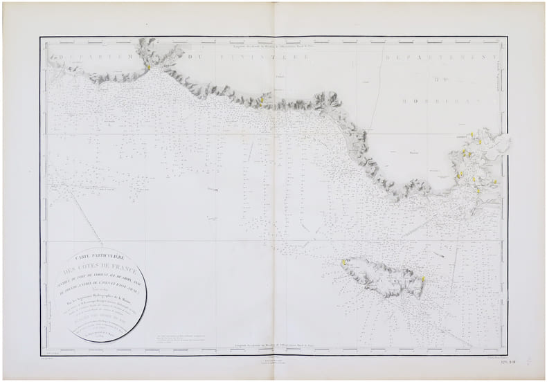  [&Icirc;LE de GROIX] Carte particuli&egrave;re des c&ocirc;tes de France (entr&eacute;e du port de Lorient, &icirc;le de Groix, anse du Pouldu, entr&eacute;e de l'Aven et Basse Jaune). . ...