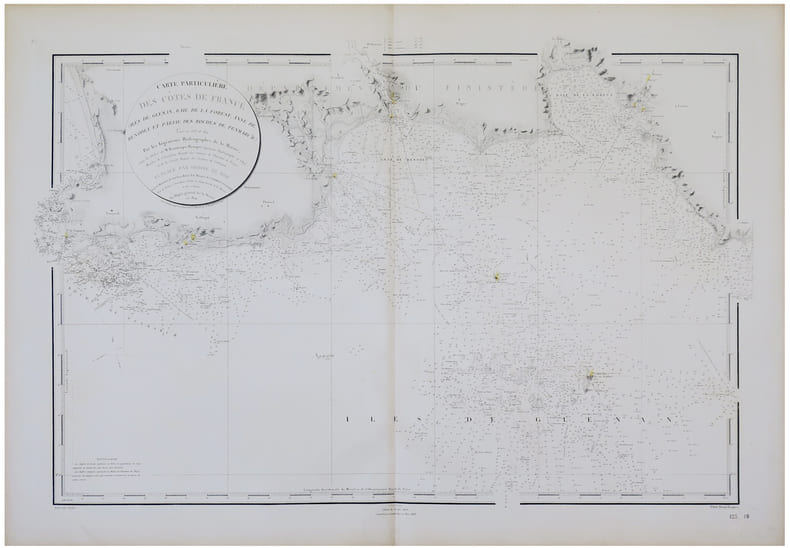  [&Icirc;LES des GL&Eacute;NAN] Carte particuli&egrave;re des c&ocirc;tes de France (&icirc;les de Gl&eacute;nan, Baie de la Forest, Anse de B&eacute;nodet et partie des roches de Penmarc'h). . ...