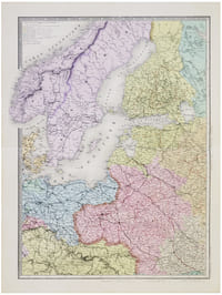 Carte de l'Europe orientale comprenant la Russie d'Europe, l'Empire ottoman et la Grèce.